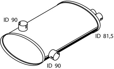Schalldämpfer L=850 D=300 X 500 / 2 X I 91¢ Eing.