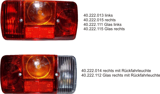 Schlussleuchte Rechts Mit Gummitülle Ersatzglas 190 X 97 Mm