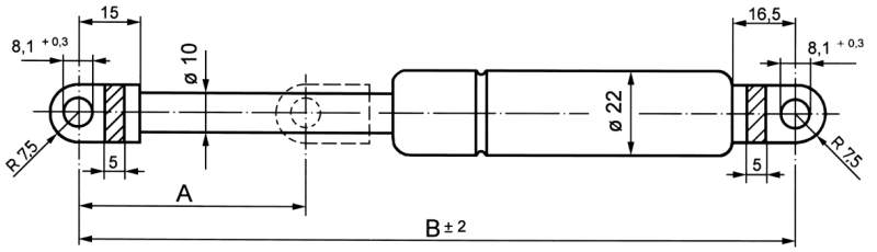 Gasdämpfer L=885Mm 500N