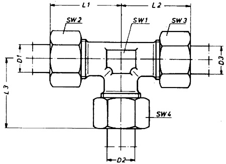 Verschraubung T-Metall 6/6/6