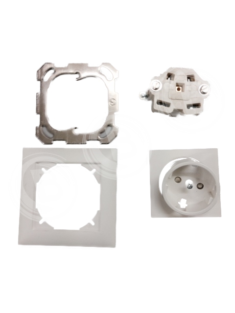 Steckdose  220 Volt Abdeckrahmen Weiss Shuko