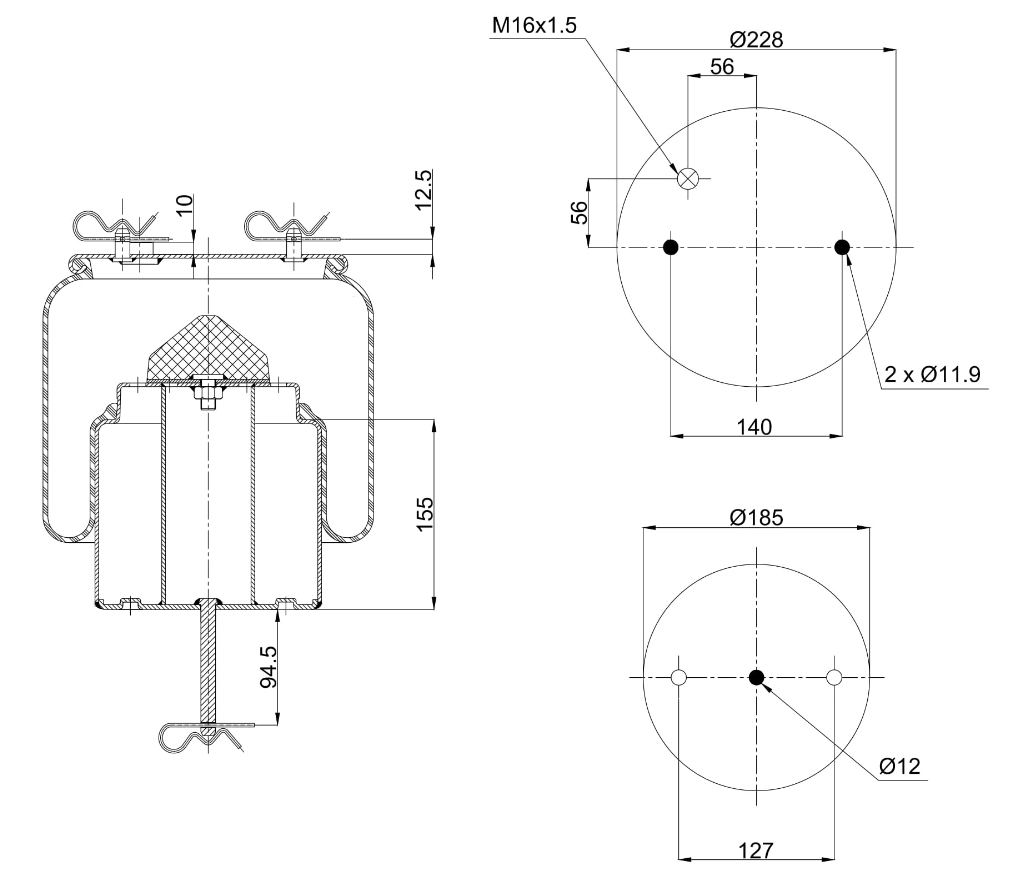 Ressort pneumatique arrière SCANIA HESS (PRIMERIDE)