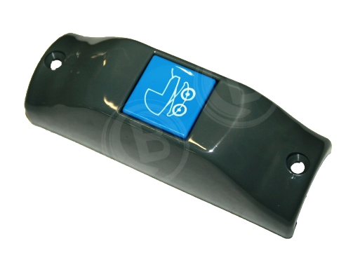 Haltewunschtaster Kinderwagen, anthrazit, Knopf blau