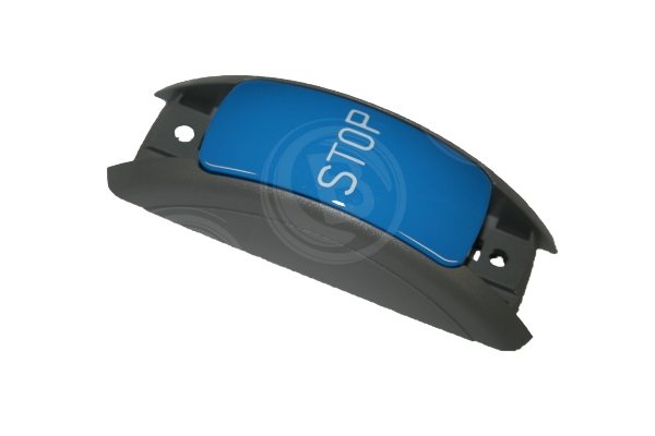 Haltewunschtaster basaltgrau Knopf blau Seitenwand