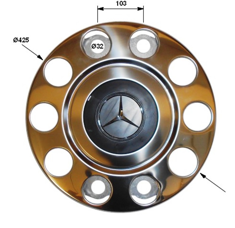 Radmutterabdeckung Edelstahl mit Stern MB